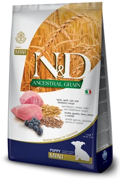 Farmina N&D Ancestral Grain Agnello E Mirtillo Cani Cuccioli Taglia Mini Sacco 800g