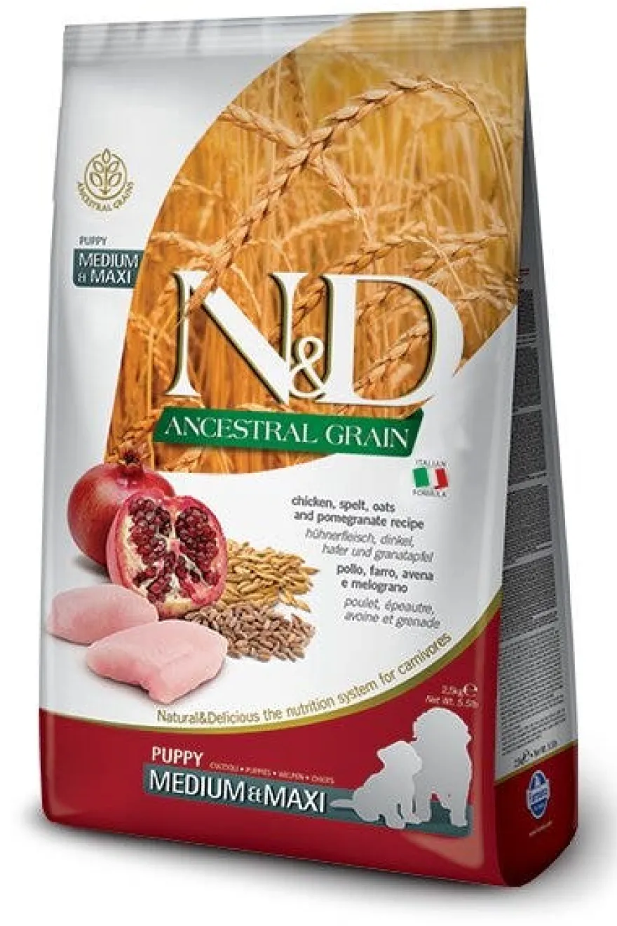 Farmina N&D Ancestral Grain Pollo E Melograno Cani Cuccioli Taglia Media E Grande Sacco 2,5kg