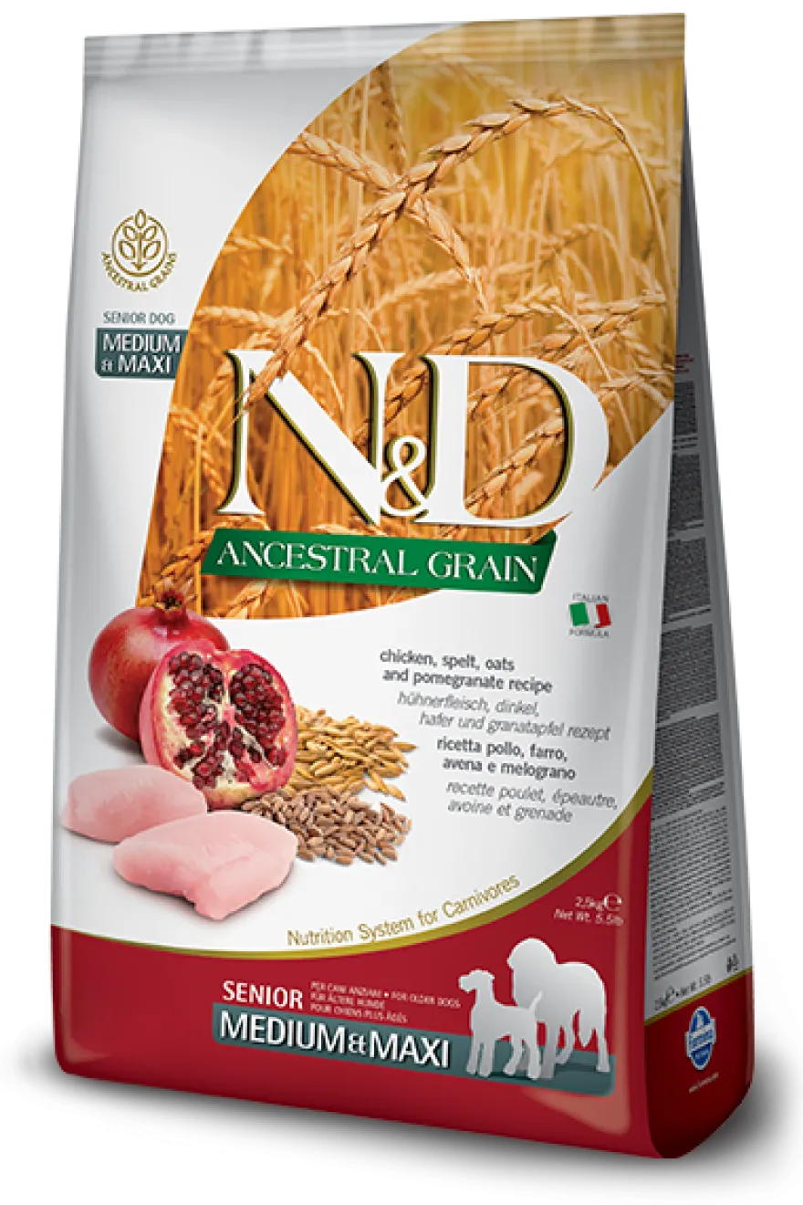Farmina N&D Ancestral Grain Pollo E Melograno Cani Senior Taglia Media E Grande Sacco 2,5kg