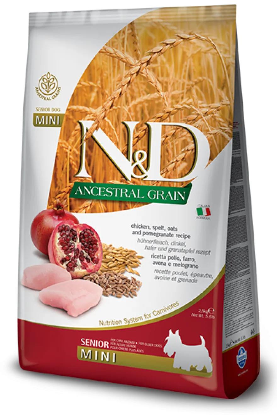 Farmina N&D Ancestral Grain Pollo E Melograno Cani Senior Taglia Mini Sacco 2,5kg