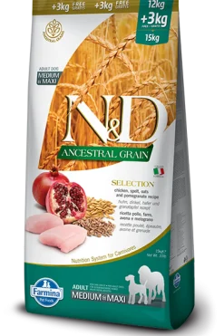Farmina N&D Ancestral Grain Selection Pollo E Melograno Cani Adulti Taglia Media E Grande Sacco 15kg