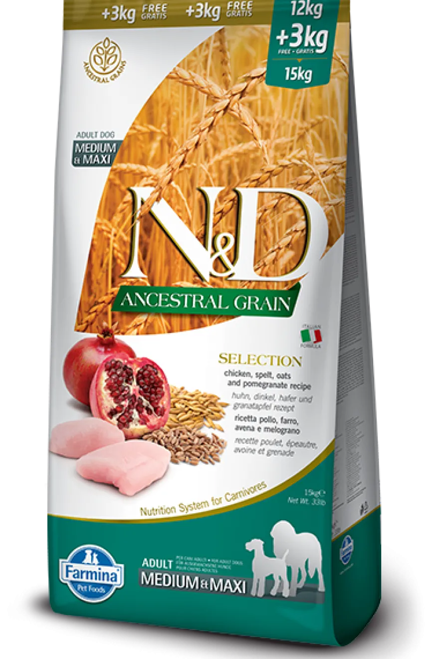 Farmina N&D Ancestral Grain Selection Pollo E Melograno Cani Adulti Taglia Media E Grande Sacco 15kg
