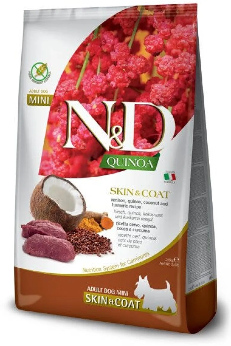 Farmina N&D Dog Mini Quinoa Skin & Coat Venison Per Cani Adulti 800g
