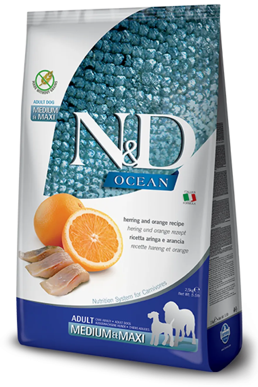 Farmina N&D Ocean Aringa E Arancia Cani Adulti Taglia Media E Grande Sacco 2,5kg