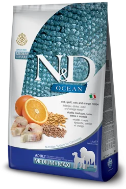 Farmina N&D Ocean Merluzzo E Farro Cani Adulti Taglia Media E Grande Sacco 2,5kg