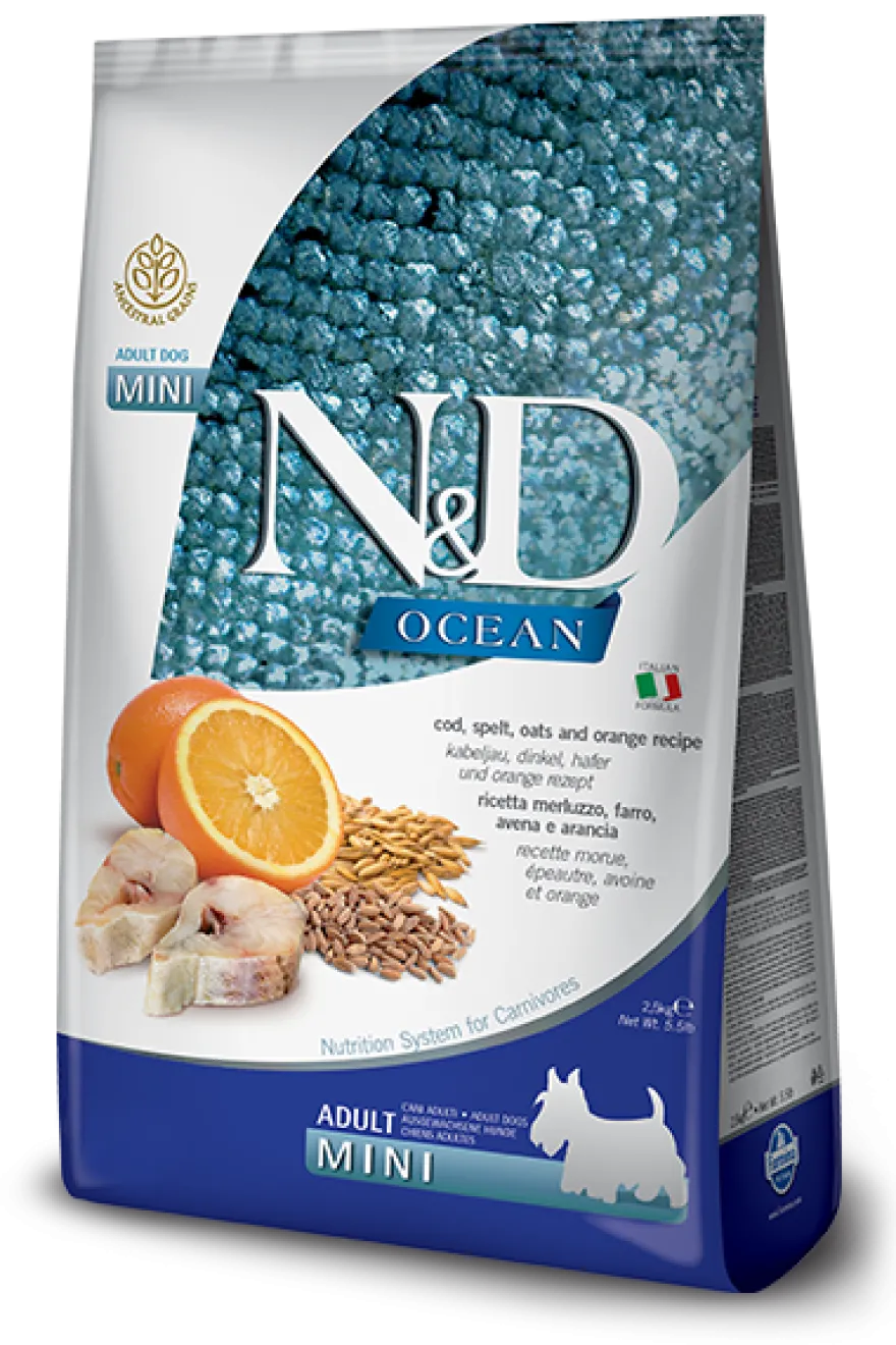 Farmina N&D Ocean Merluzzo E Farro Cani Adulti Taglia Mini Sacco 2,5kg
