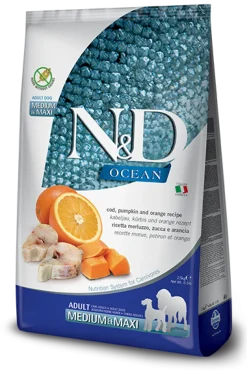 Farmina N&D Ocean Merluzzo E Zucca Cani Adulti Taglia Media E Grande Sacco 12kg