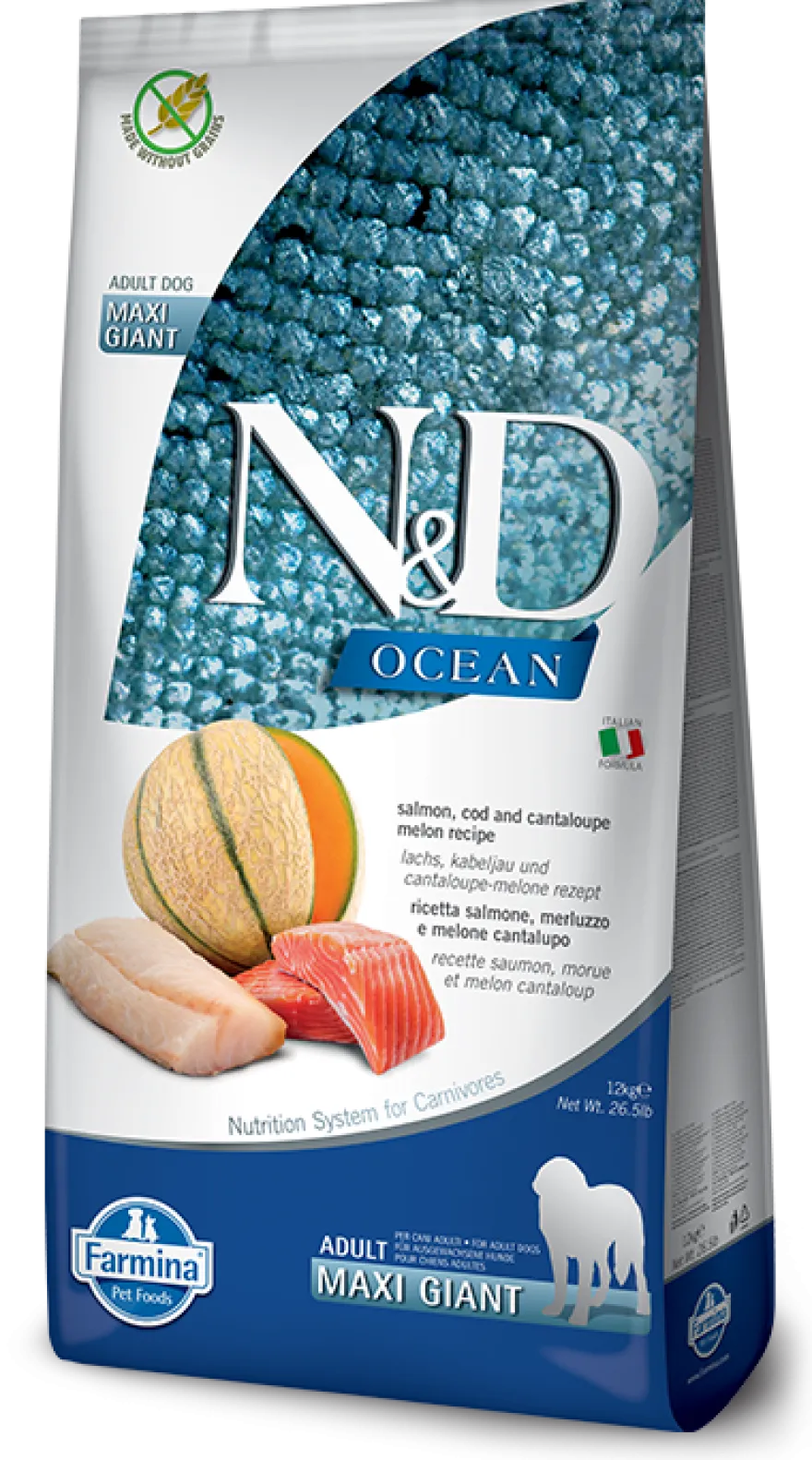 Farmina N&D Ocean Salmone E Merluzzo Cani Adulti Taglia Molto Grande Sacco 12kg