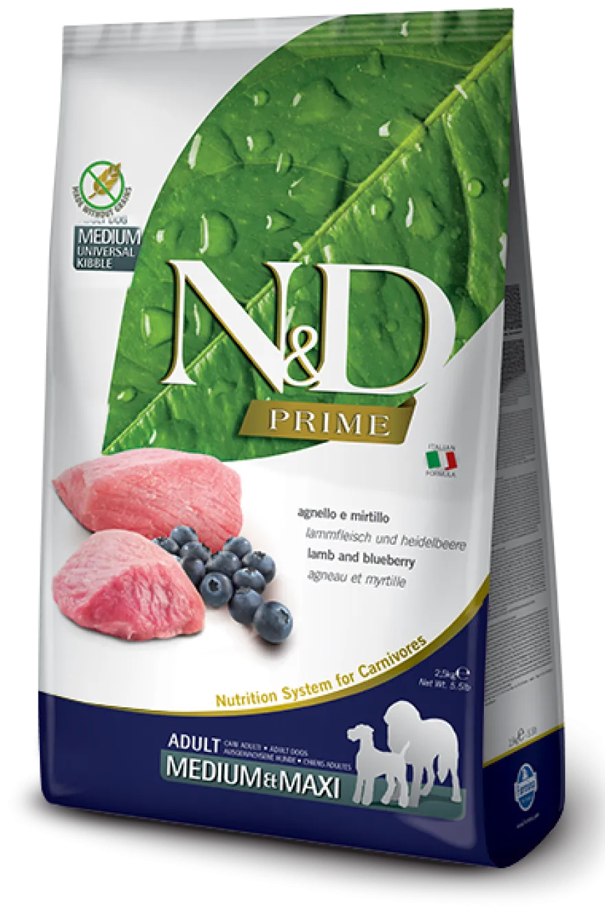 Farmina N&D Prime Agnello E Mirtillo Cani Adulti Taglia Media E Grande Sacco 2,5kg