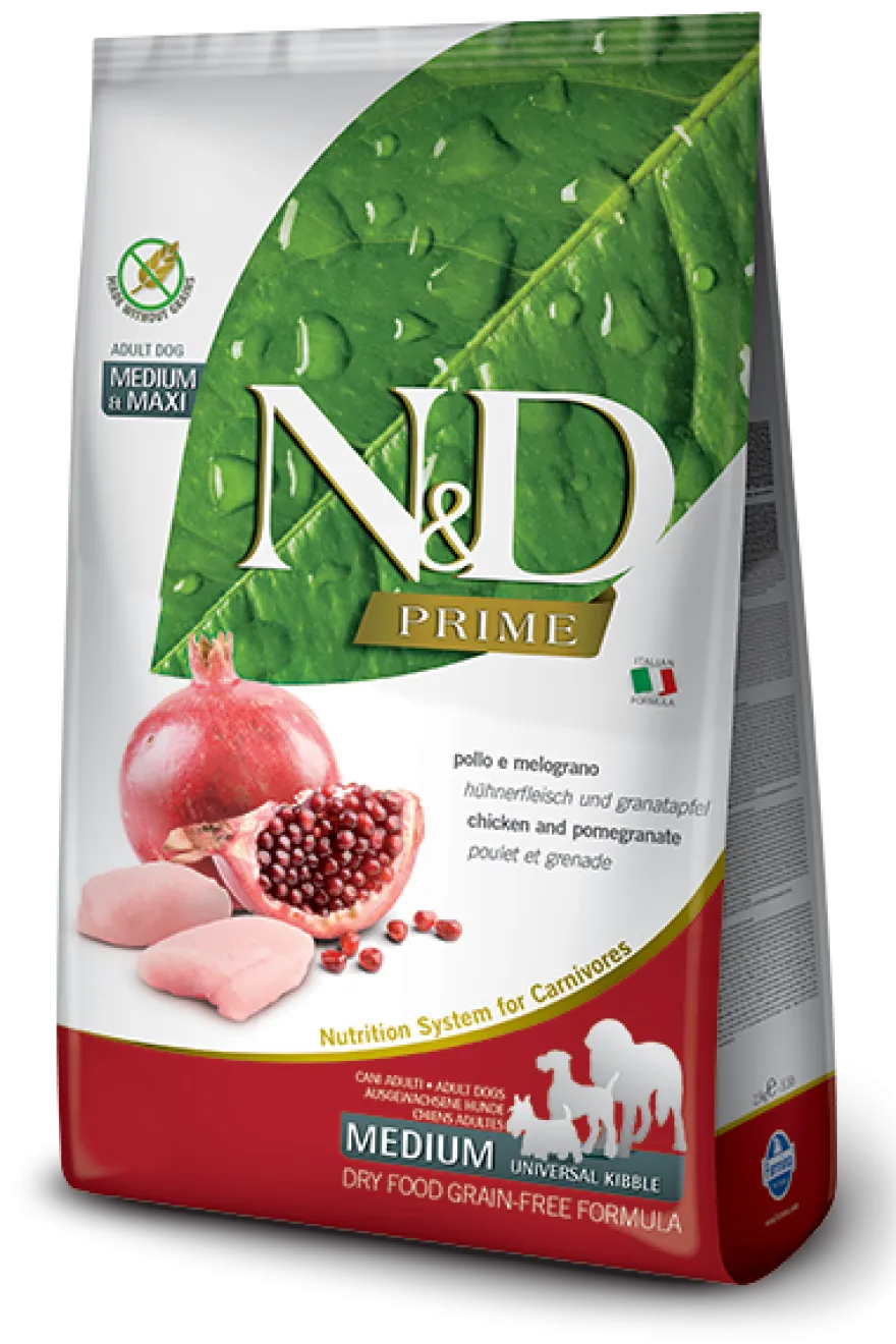 Farmina N&D Prime Pollo E Melograno Cani Adulti Medium Universal Kibble Sacco 12kg