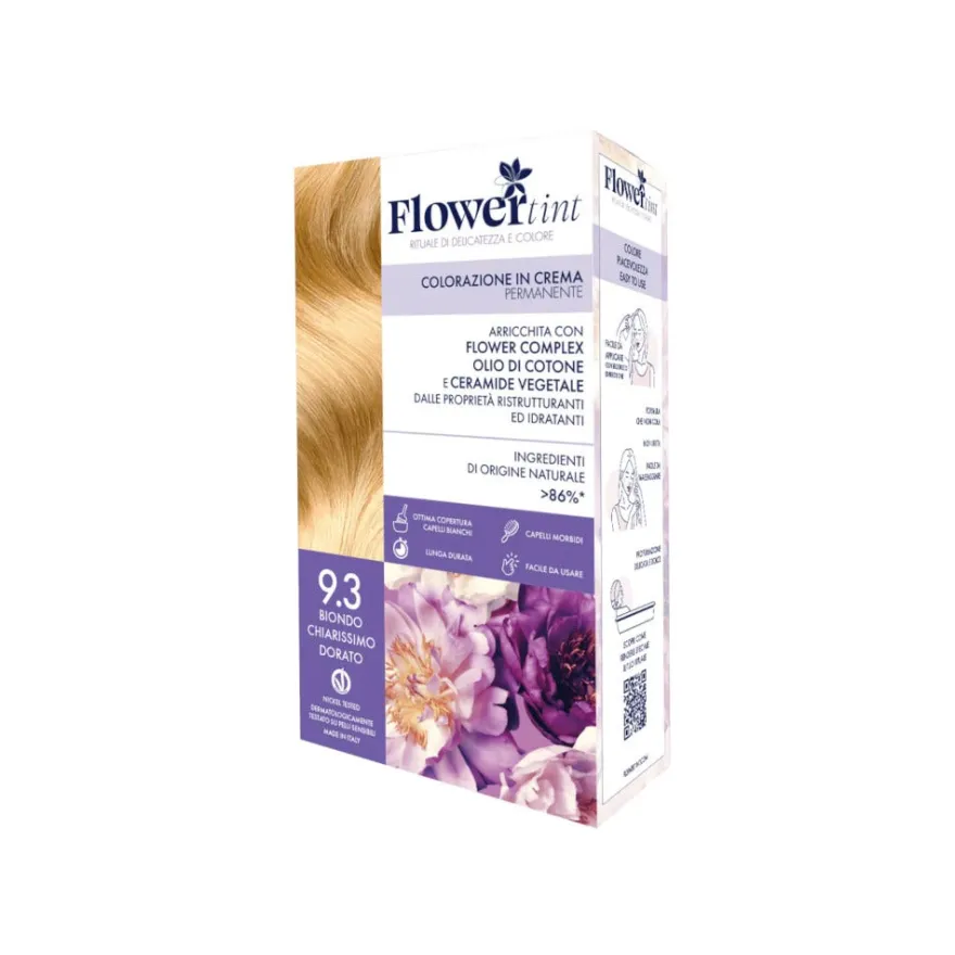 Flowertint Colorazione In Crema Permanente Colore 9,3 Biondo Chiarissimo Dorato