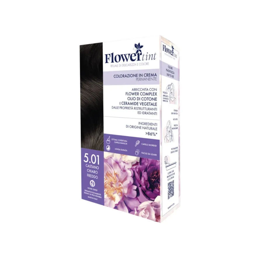 Flowertint Colorazione In Crema Permanente Colore 5,01 Castano Chiaro Freddo