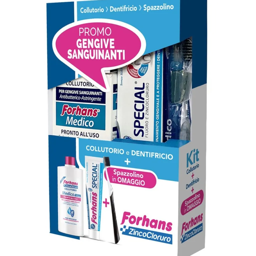 Forhans Kit Gengive Sanguinanti Dentifricio 75ml+Collutorio 250ml+1 Spazzolino