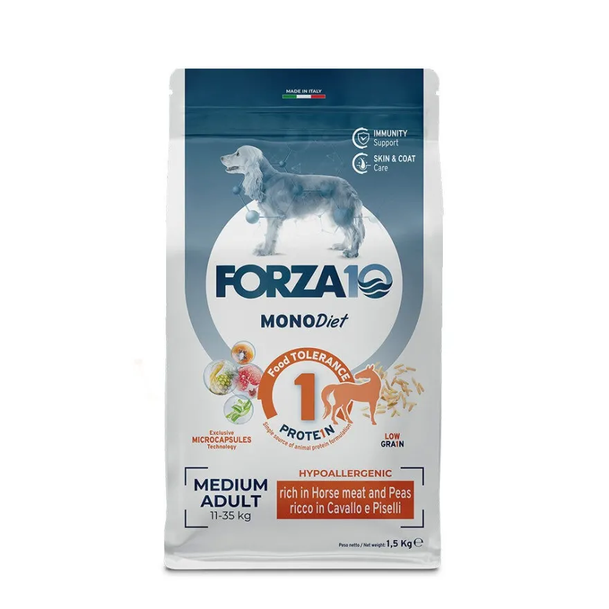 Forza10 Medium Diet Crocchette Al Cavallo Con Piselli Per Cani Adulti Taglia Media Sacco 12kg