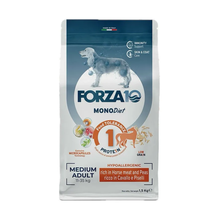 Forza10 Medium Diet Crocchette Al Cavallo E Piselli Per Cani Taglia Media Sacco 1,5kg