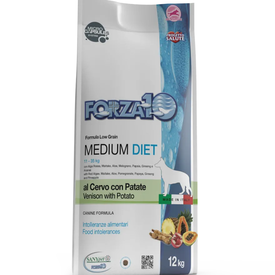 Forza10 Medium Diet Crocchette Al Cervo Con Patate Cani Adulti Taglia Media Sacco 12kg