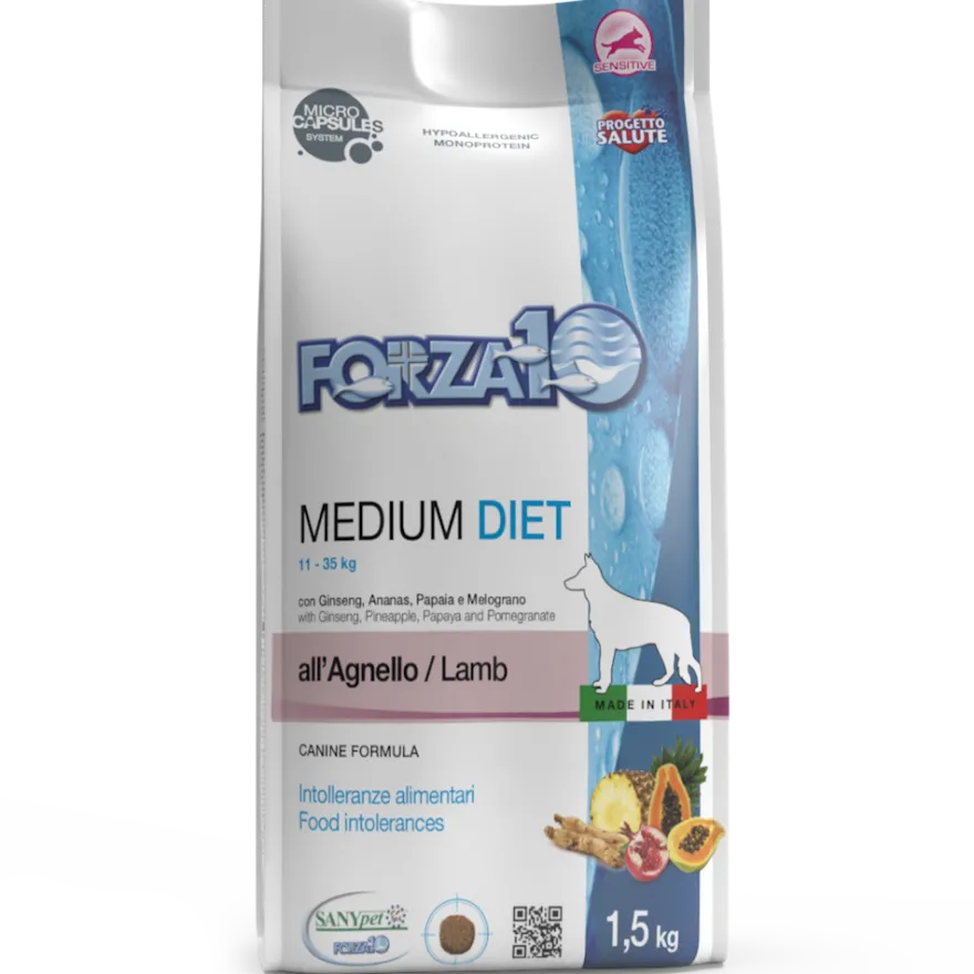 Forza10 Medium Diet Crocchette All'Agnello Cani Adulti Taglia Media Sacco 1,5kg