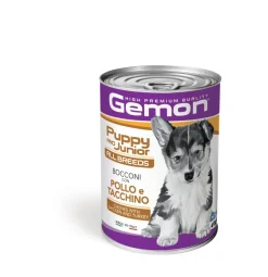 Gemon Bocconi Pollo E Tacchino Cibo Umido Cani Cuccioli Barattolo 415 g