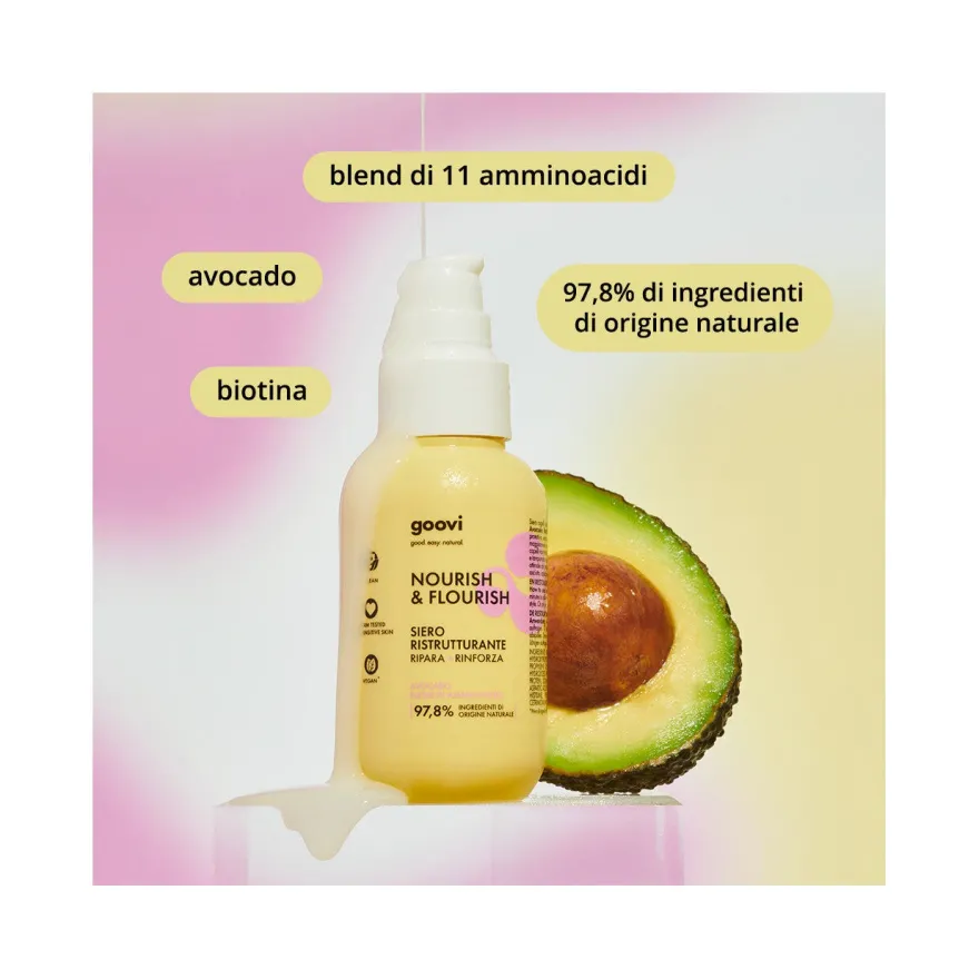 Goovi Nourish & Flourish Siero Ristrutturante Per Capelli 100ml