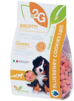 2G Pet Food Blueberry Cookies Flakes Biscotti Ai Mirtilli Per Cani Sacco 350g