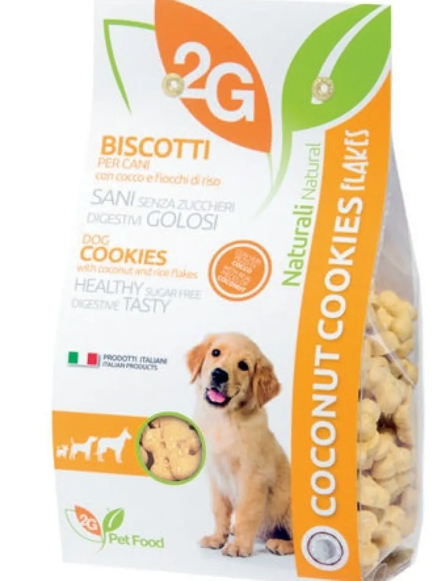 2G Pet Food Coconut Cookies Flakes Biscotti Al Cocco Per Cani Sacco 350g