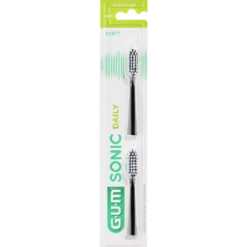 Gum Sonic Daily Spazzolino Batteria Refill Black Testine Di Ricambio 2 Pezzi