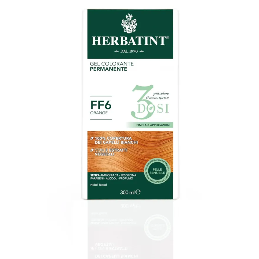Herbatint Tintaura Per Capelli Gel Permanente FF6 Orange 3 Dosi 300ml