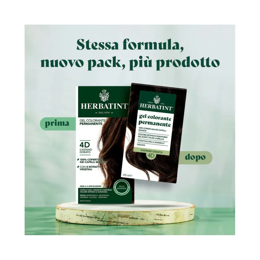 Herbatint Tintura Per Capelli Gel Permanente 4D Castano Dorato 170ml