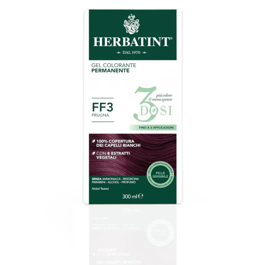 Herbatint Tintura Per Capelli Gel Permanente FF3 Prugna 3 Dosi 300ml