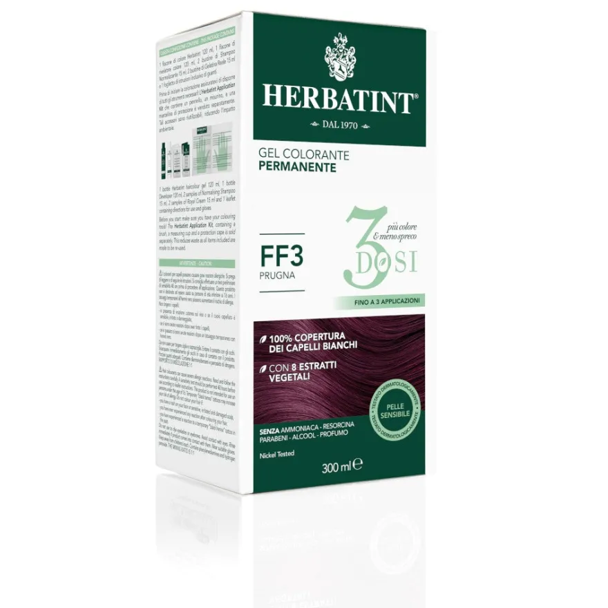Herbatint Tintura Per Capelli Gel Permanente FF3 Prugna 3 Dosi 300ml