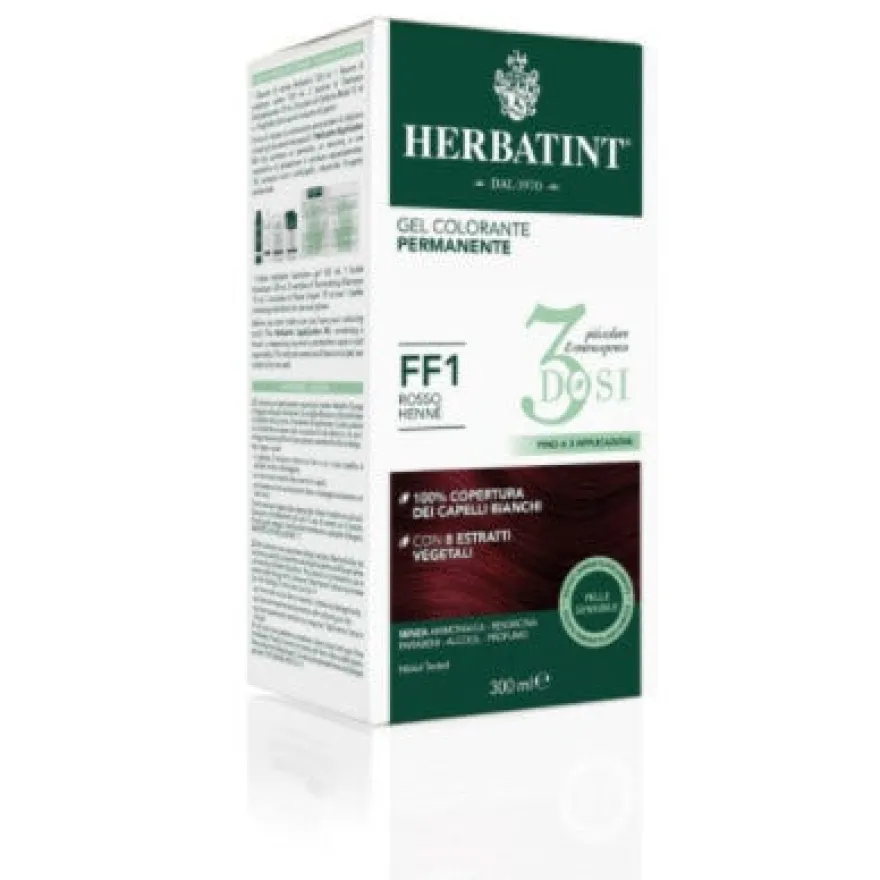 Herbatint Tintura Per Capelli Gel Permanente FF1 Rosso Hennè 3 Dosi 300ml