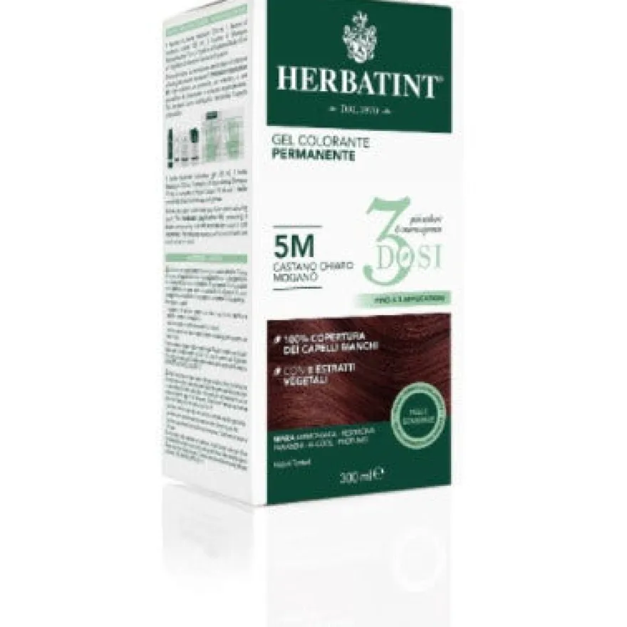 Herbatint Tintura Per Capelli Gel Permanente 5M Castano Chiaro Mogano 3 Dosi 300ml