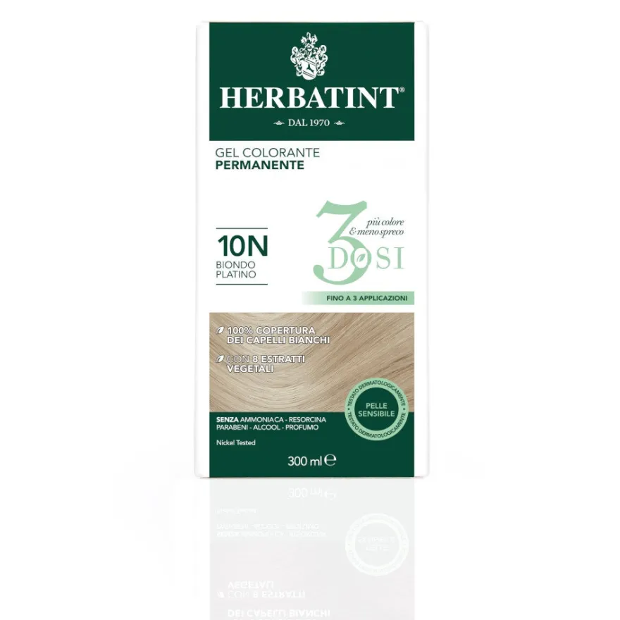 Herbatint Tintura Per Capelli Gel Permanente 10N Biondo Platino 3 Dosi 300ml