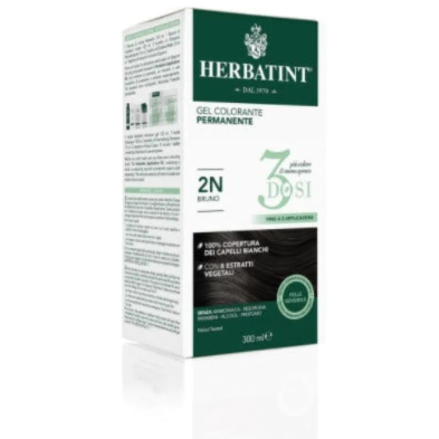 Herbatint Tintura Per Capelli Gel Permanente 2N Bruno 3 Dosi 300ml