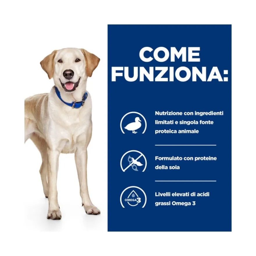 Hill's Prescription Diet D/D Crocchette Di Anatra E Riso Per Cani Sacco 12kg