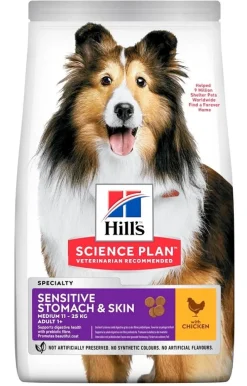 Hill's Science Plan Adult Medium Sensitive Stomach & Skin Con Pollo Cibo Secco Per Cani 2,5kg