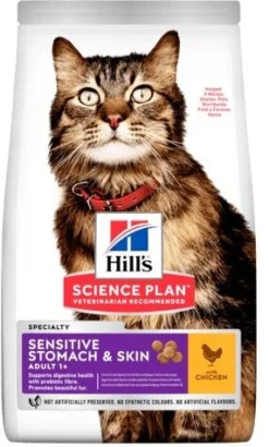 Hill's Science Plan Adult Sensitive Stomach & Skin Con Pollo Cibo Secco Per Gatti 1,5kg