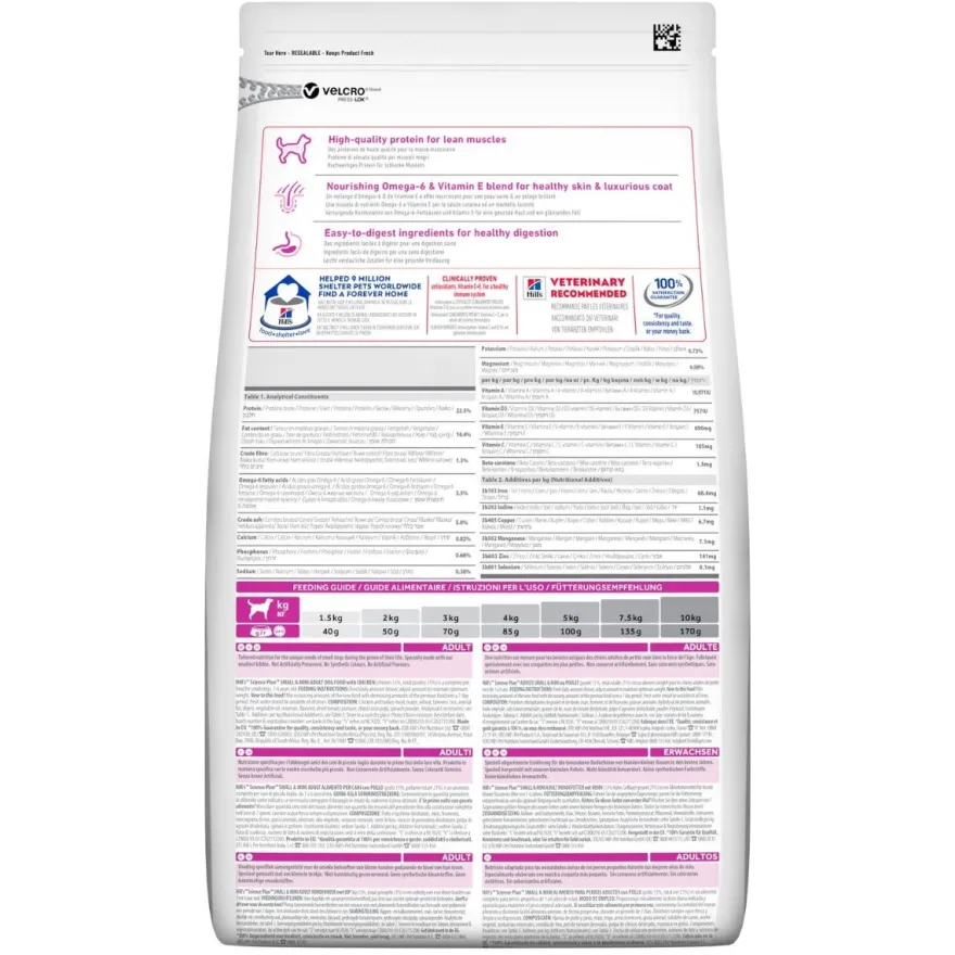 Hill's Science Plan Adult Small E Mini Fino A 10 Kg Per Cani Crocchette Pollo Sacco 1,5kg