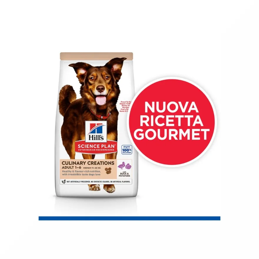 Hill's Science Plan Culinary Creations Adult Crocchette Con Anatra E Patate Per Cani Taglia Media Sacco 2,5 Kg