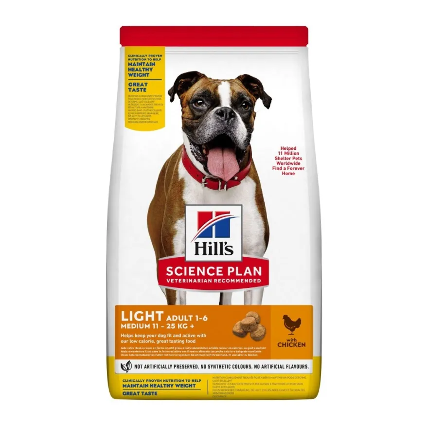 Hill's Science Plan Light Crocchette Pollo Per Cani Taglia Media 12kg