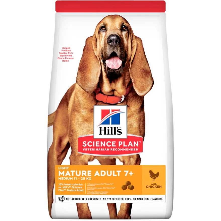 Hill's Science Plan Light Mature Adult Crocchette Con Pollo Per Cani Taglia Media Sacco 14Kg