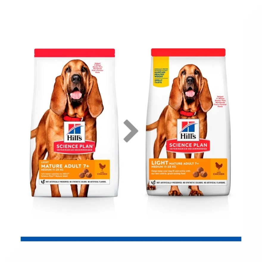 Hill's Science Plan Light Mature Adult Crocchette Con Pollo Per Cani Taglia Media Sacco 14Kg