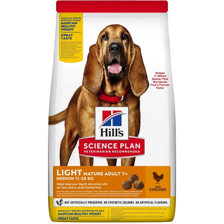 Hill's Science Plan Light Mature 7+ Anni Crocchette Pollo Per Cani Di Taglia Media Sacco 12kg