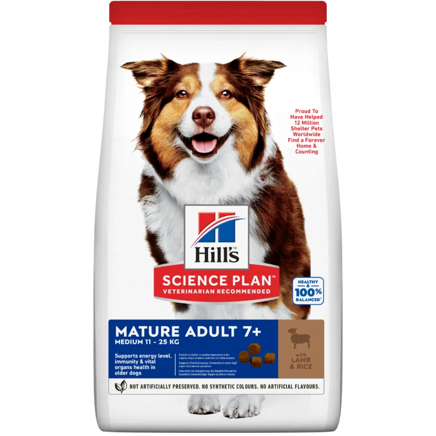 Hill's Science Plan Mature Adult 7+ Crocchette con Pollo per Cani Taglia Media Sacco 14 Kg