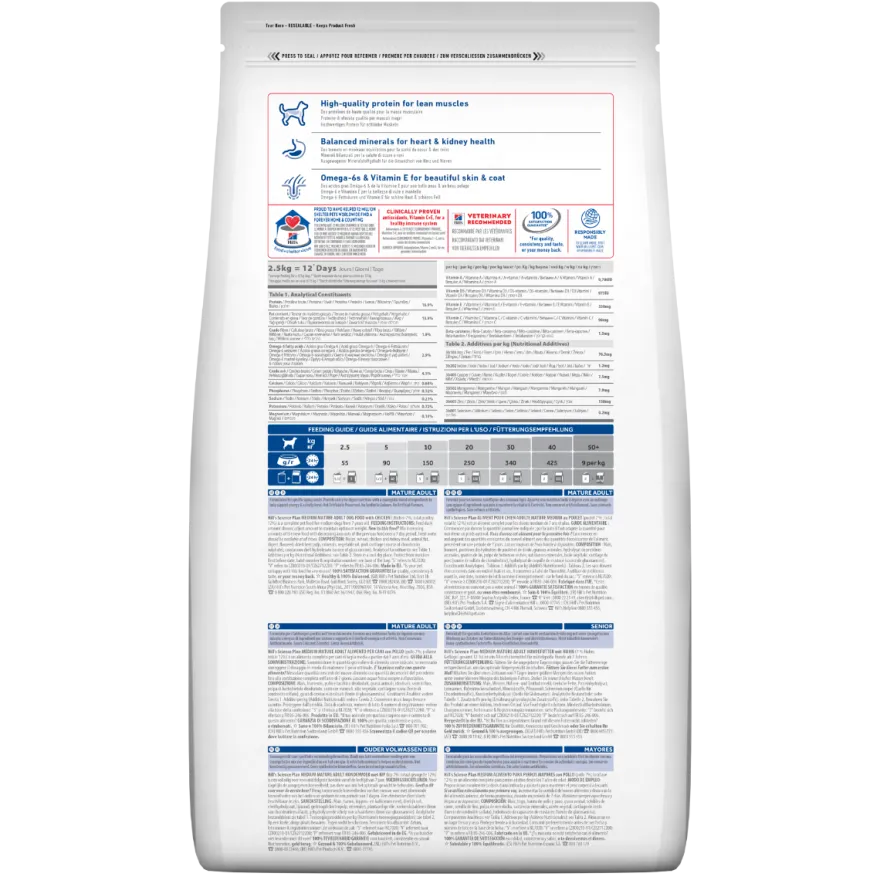 Hill's Science Plan Mature Adult 7+ Crocchette con Pollo per Cani Taglia Media Sacco 14 Kg
