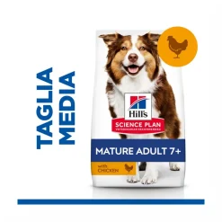 Hill's Science Plan Mature Adult 7+ Crocchette con Pollo per Cani Taglia Media Sacco 14 Kg