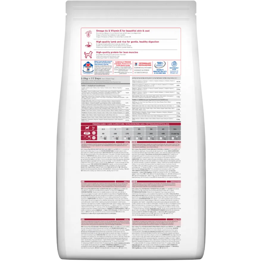 Hill's Science Plan Medium Adult Crocchette con Agnello e Riso per Cani Sacco 14 Kg