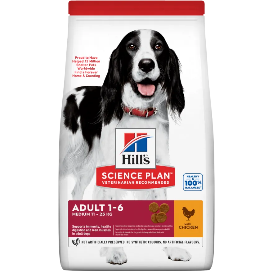 Hill's Science Plan Medium Adult Crocchette con Pollo Per Cani Sacco 14 Kg