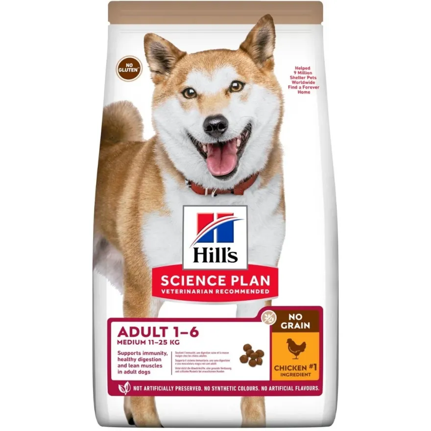 Hill's Science Plan No Grain Medium Adult Ipoallergenico Cibo Secco Con Pollo Cani Adulti Taglia Media Sacco 2,5kg
