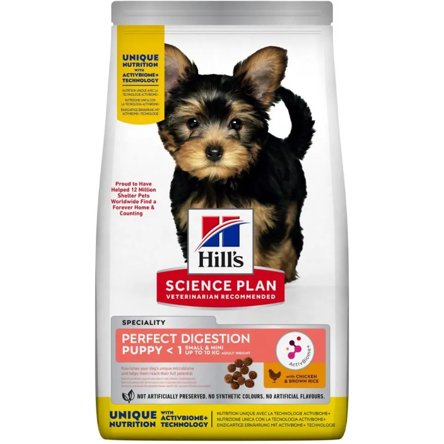 Hill's Science Plan Perfect Digestion Crocchette Pollo E Riso Integrale Per Cani Cuccioli Taglia Small Sacco 1,5 Kg